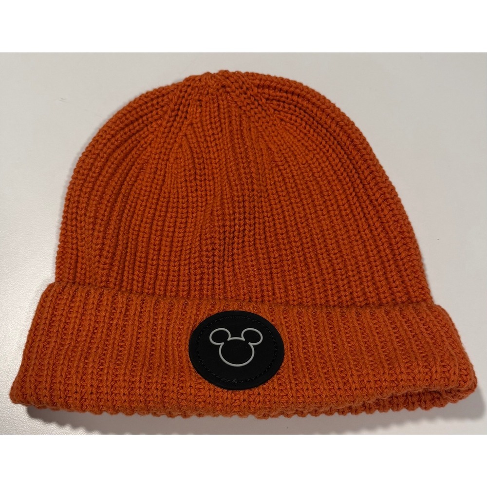 Disney x Love Your Melon Mickey Mouse Orange Ribbed Knit Beanie Hat Made in USA